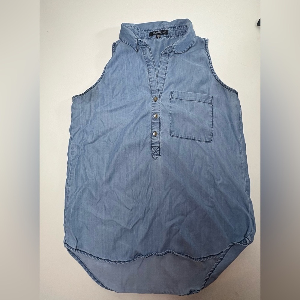 Velvet Heart Blue Sleeveless Button Down Shirt